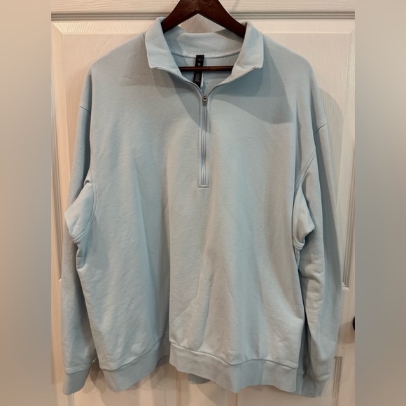 Lululemon French Terry Oversized 1/2 Zip Sweatshirt Pullover Light Blue Size XL - Picture 1 of 8